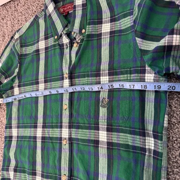 Roper Green Blue Plaid Long Sleeve Shirt Men's Size Small Cowboy Western Cotton - Picture 6 of 8
